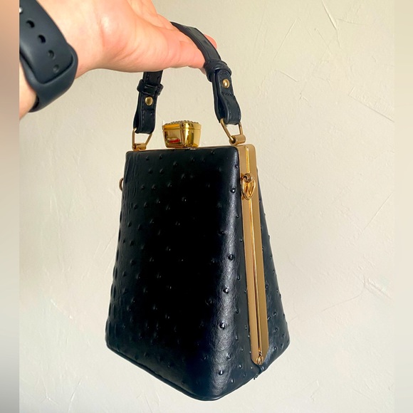 Isabelle Vegan Jewel-Top Satchel Bag with Crossbody Strap - Picture 4 of 9